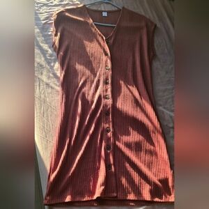 Old Navy Sleeveless Ribbed Midi Dress in Rust